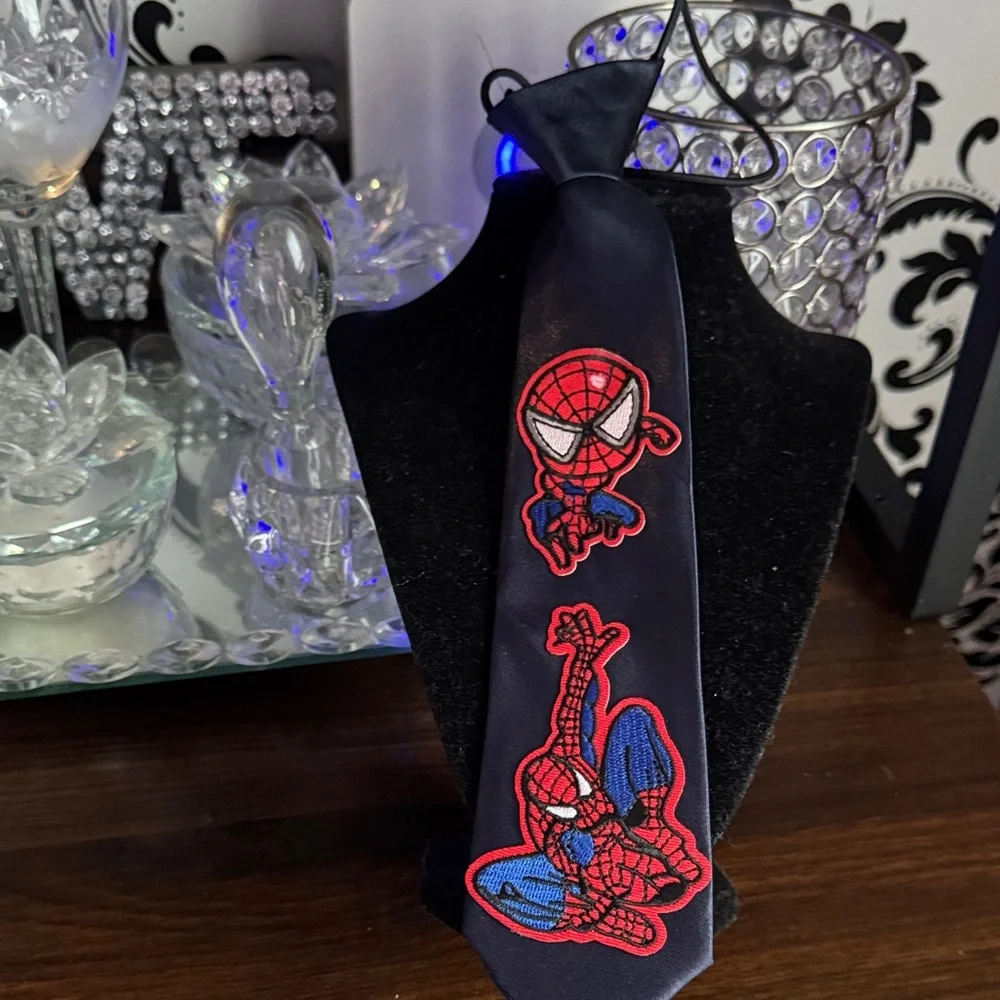 Kids Navy Blue Spiderman Novelty Tie
